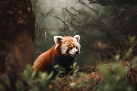 Red panda (Ailurus fulgens) in the forestの素材