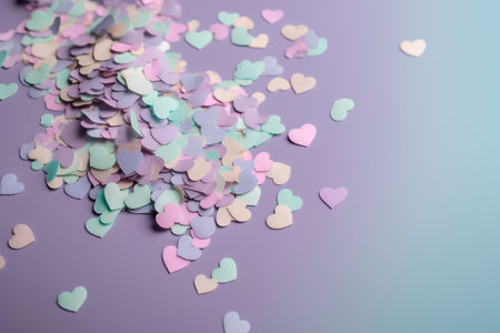 Heart confetti on a blue background. Valentine's day concept.の素材