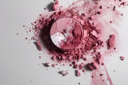 crushed eyeshadow as sample of cosmetic product on white backgroundの素材