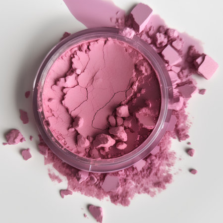 close up of  a pink powder in a box on white backgroundの素材