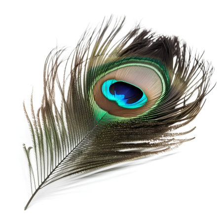 peacock feather isolated on the white background. studio. photoの素材