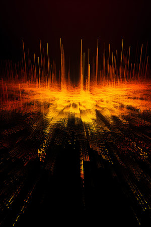 abstract technology background with glowing lines and dots. 3d renderingの素材