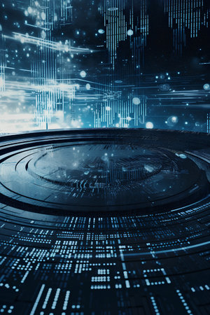 Futuristic technology abstract background. Hi-tech communication concept.の素材