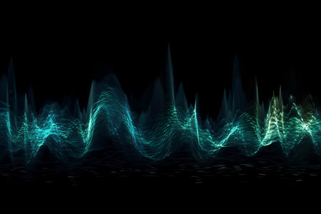 abstract sound wave on a black background with bokeh effectの素材