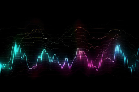 abstract background with glowing forex chart on dark backdrop  illustrationの素材