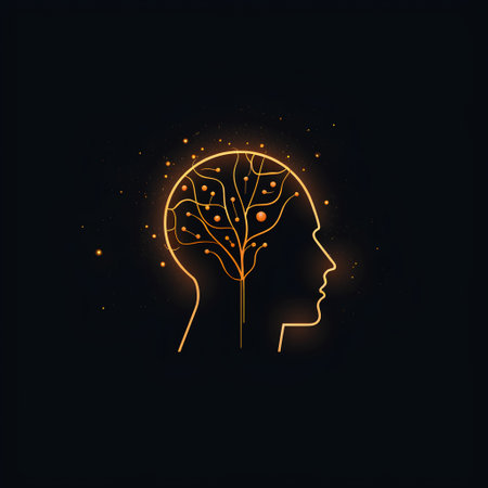 Silhouette of human head with brain and tree. Vector illustration.の素材