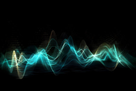 abstract sound wave on a dark background with bokeh effectの素材