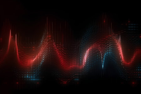 abstract colorful sound wave on dark background, vector eps10の素材