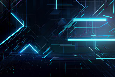 Abstract technology background, 3d render, square geometric shape, computer digital illustrationの素材