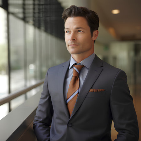 Portrait of a handsome businessman in a business suit looking at cameraの素材