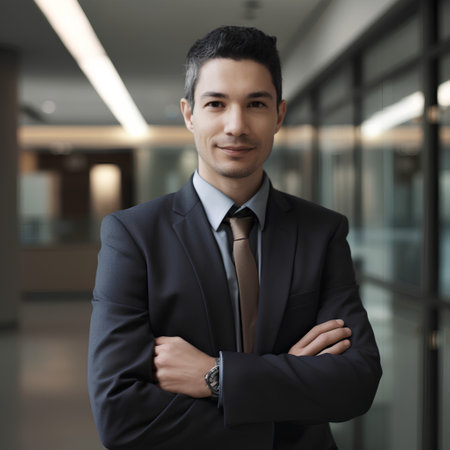 Portrait of a handsome asian businessman standing with his arms crossedの素材