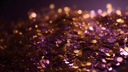 background of abstract glitter lights. gold and purple. de-focusedの素材
