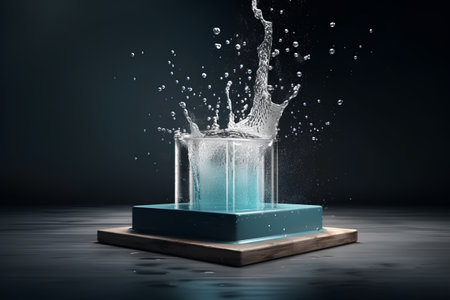 Water splashing out of a glass vase, 3d renderの素材