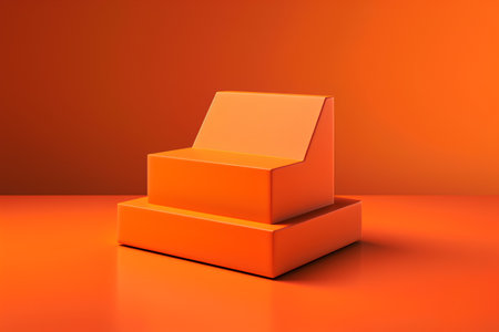 3d rendering of an orange pedestal on an orange background.の素材
