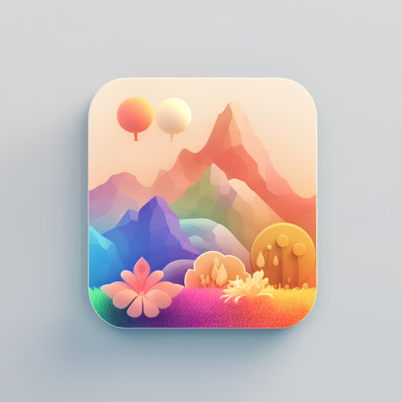 Game user interface design with mountains and flowers. Vector illustration. Eps 10の素材