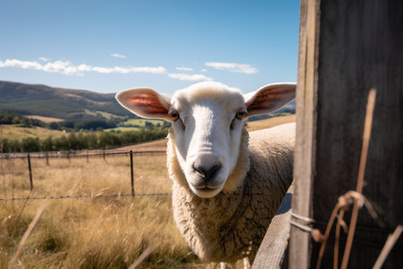 Sheep in the meadow in the countryside of New Zealand.の素材