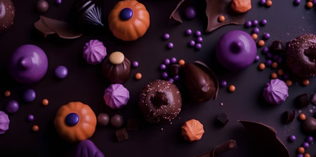 Delicious chocolate candies on a black background. Selective focus.の素材