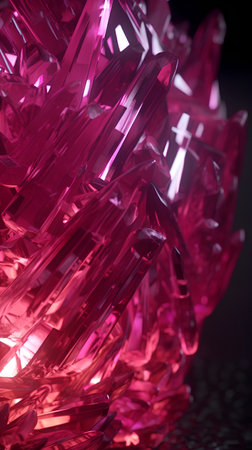close up of a pink crystal on black background with shallow depth of fieldの素材