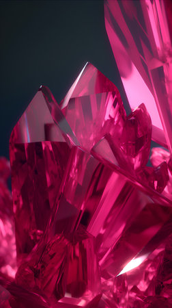close-up shot of a group of pink crystals on a dark backgroundの素材