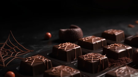 Chocolate candies on a dark background. Selective focus.の素材