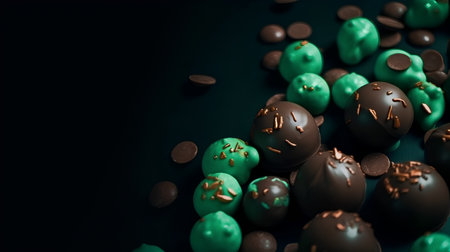 Chocolate candies on a dark background. Shallow dof.の素材