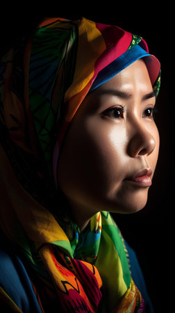 Portrait of beautiful asian muslim woman wearing headscarfの素材
