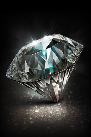 Diamond on a dark background. 3d rendering. Computer digital drawing.の素材