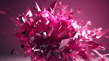 3d render of crystal on pink background. Abstract background with crystal.の素材