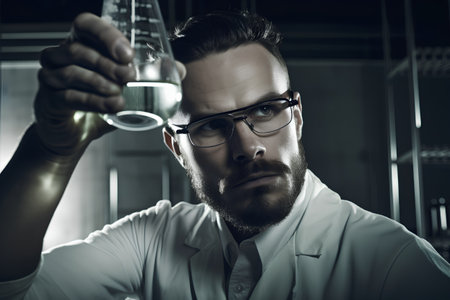Portrait of a handsome scientist carrying out scientific research in a lab.の素材