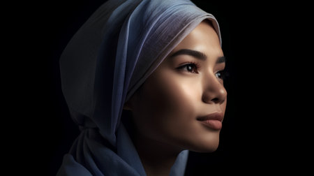Portrait of beautiful asian muslim woman wearing headscarfの素材