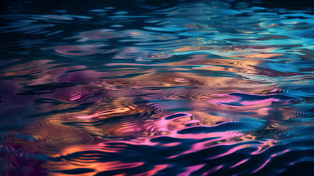 abstract background of rippled water surface with blue and pink reflectionsの素材