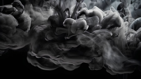Black smoke on black background. Abstract background. Texture of smoke.の素材