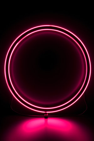 Neon empty stage. Vector illustration. Background for your design.の素材