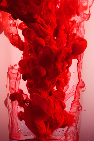 Red ink drop in water. Abstract background. 3d rendering.の素材