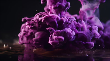 Purple ink in water. Ink in water. Abstract background.の素材