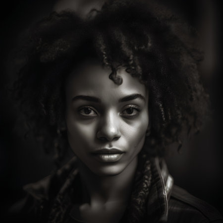 Portrait of beautiful african american woman with afro hairstyleの素材