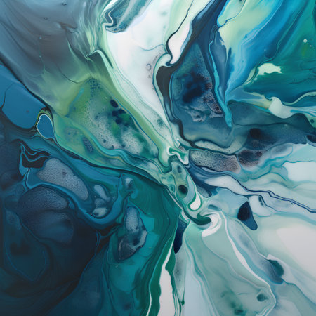 Abstract background of acrylic paint in blue and turquoise colors.の素材