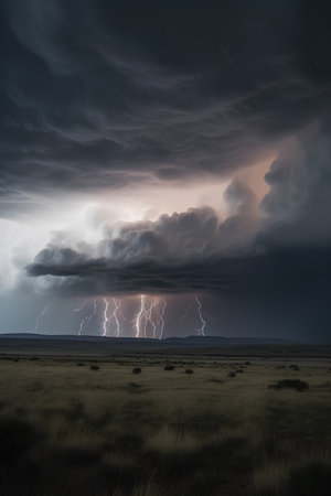 Thunderstorm over the prairie of South Dakota in the United Statesの素材