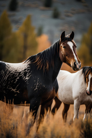 Wild Horse Stallions in the Utah Desert, United States of Americaの素材