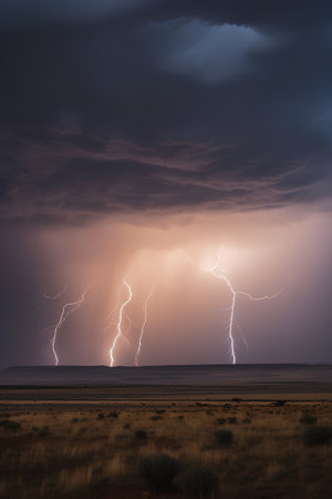 Thunderstorm over the prairie of the U.S.A.の素材