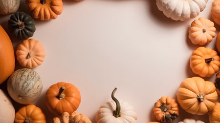 Autumn background with pumpkins and copy space for your text.の素材