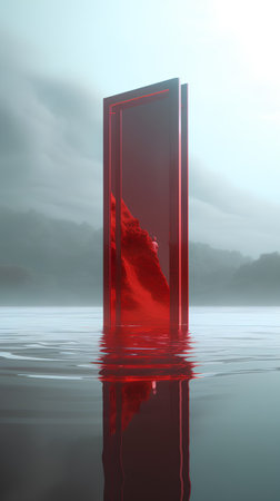 Door in the sea, 3d rendering. Computer digital drawing.の素材