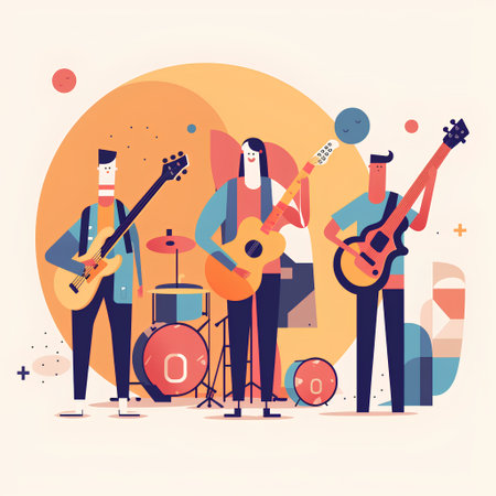 Music band. Vector illustration in flat style. Music concert concept.の素材