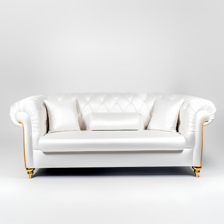 White leather sofa isolated on a white background. 3d rendering.の素材