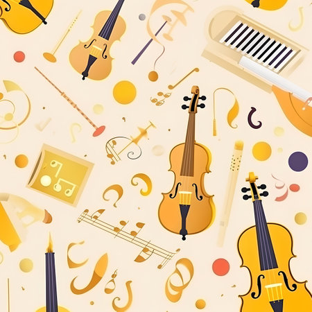 Seamless pattern with musical instruments. Vector illustration. Eps 10の素材