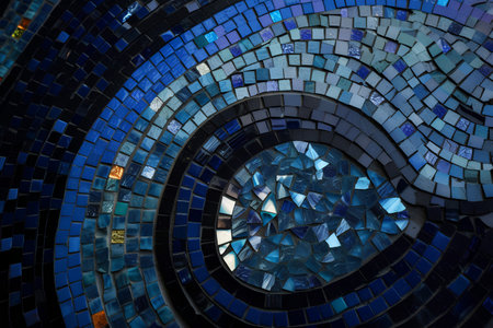 abstract mosaic background with blue and black tiles. 3d renderの素材