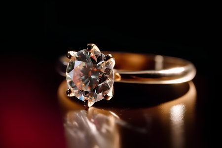 Jewelry ring on a dark background. Jewelry background.の素材