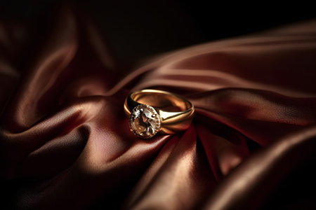 wedding ring on the satin background with shallow depth of fieldの素材