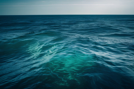 Aerial view of blue sea water surface with waves and splashesの素材