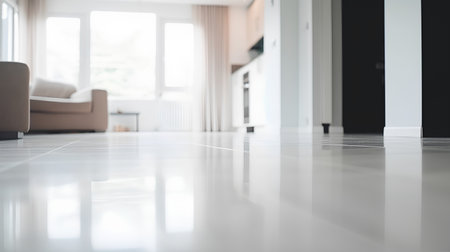 White marble floor in modern living room with sofa, interior design conceptの素材